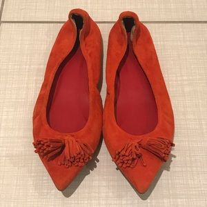 J. Crew Lottie Tassel Flats in Suede - Ripe Papaya